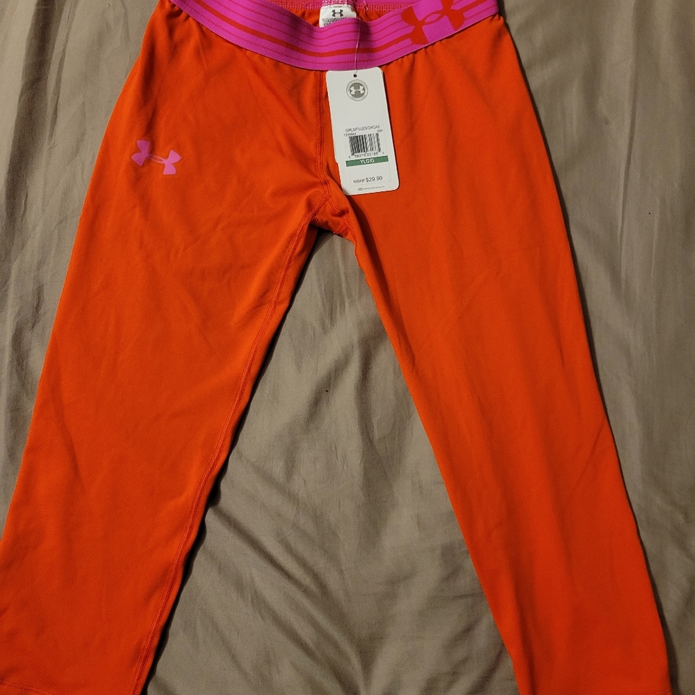Under Armour YLG Orange Capris - NWT